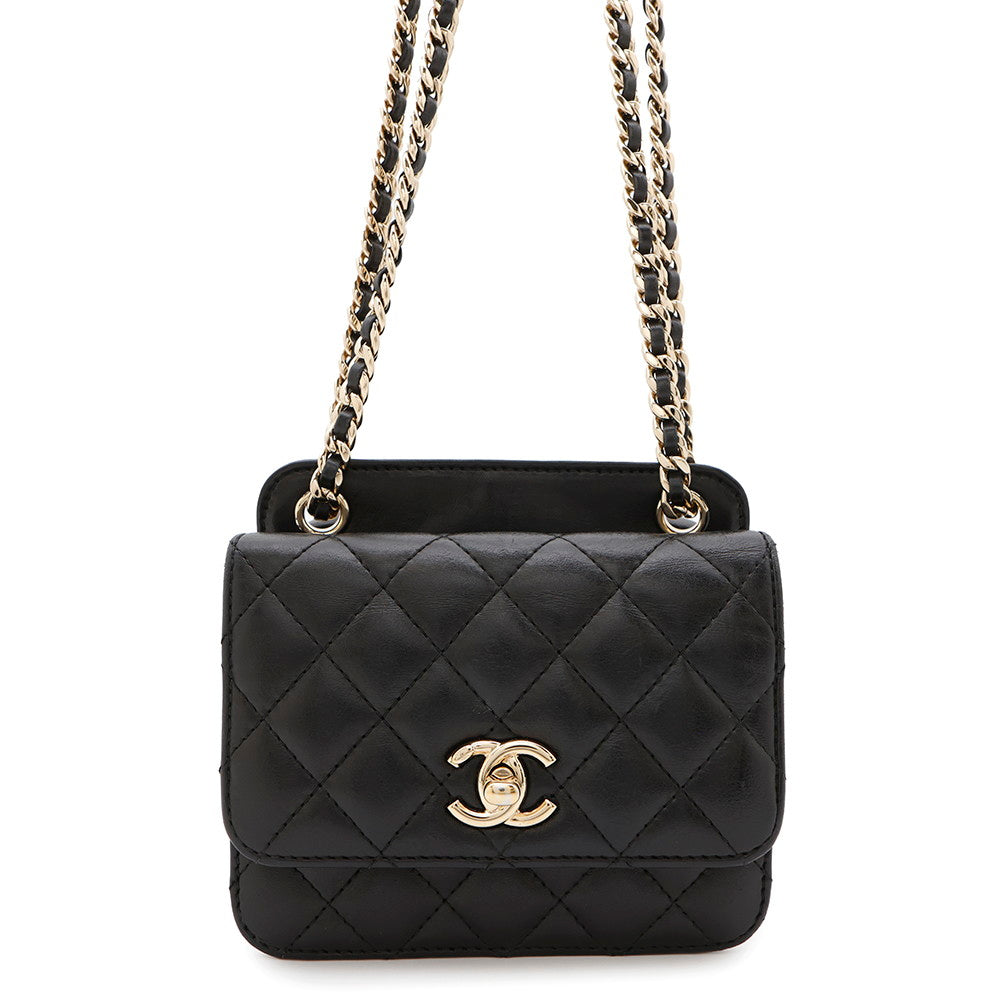CHANEL Mini Matelasse ChainShoulder Bag BlackAS1693 Lambskin