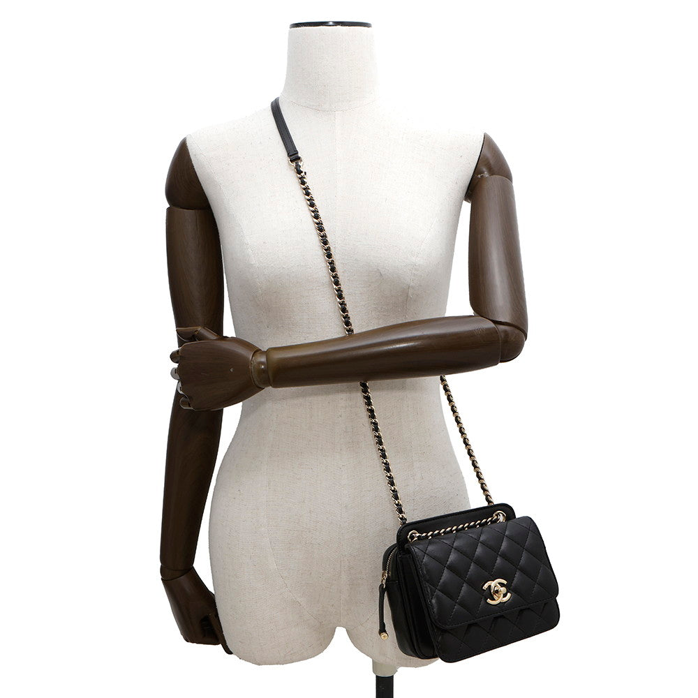 CHANEL Mini Matelasse ChainShoulder Bag BlackAS1693 Lambskin