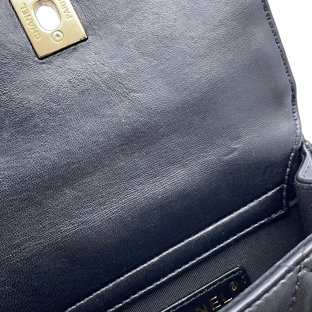 CHANEL Mini Matelasse ChainShoulder Bag BlackAS1693 Lambskin