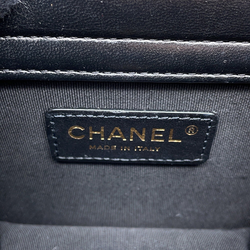 CHANEL Mini Matelasse ChainShoulder Bag BlackAS1693 Lambskin