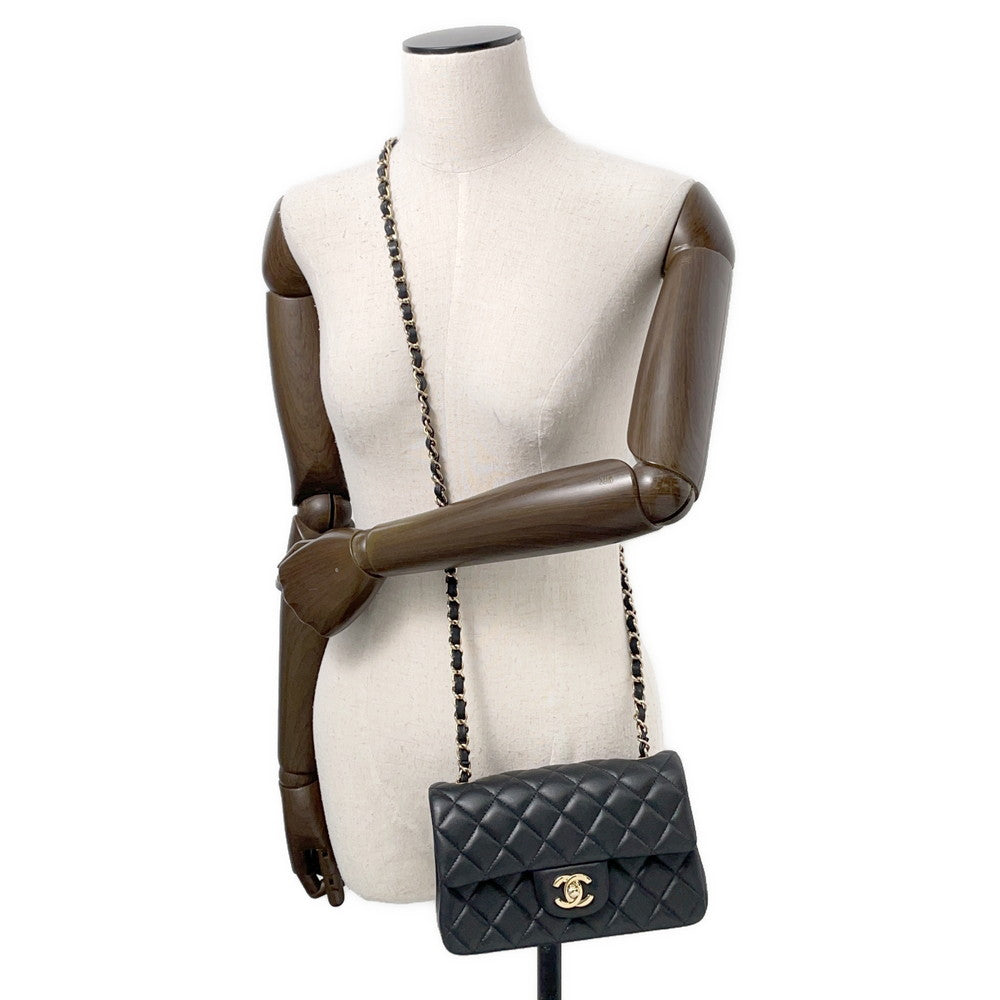 CHANEL Mini Matelasse ChainShoulder Bag BlackA69900 Lambskin Size 20
