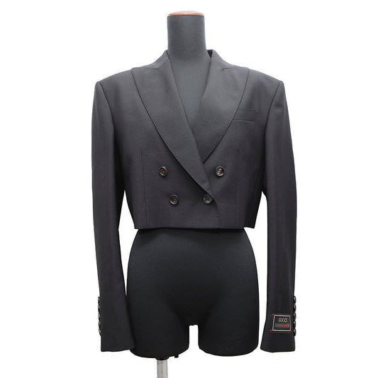 GUCCI Tailored Jacket Size 40 Black737459 Mohair 60% Wool 40%