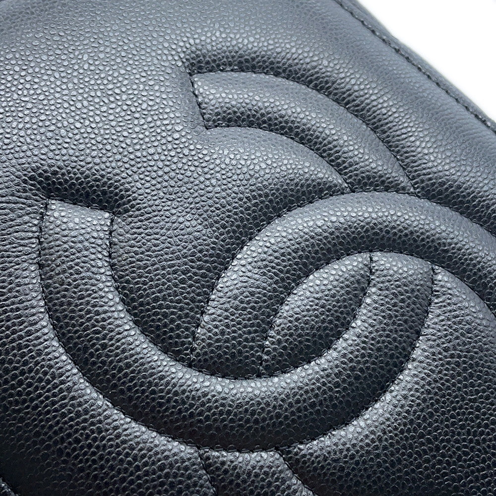 CHANEL Top Handle Matelasse CC Logo Vanity Bag BlackAP2573 Caviar Leather