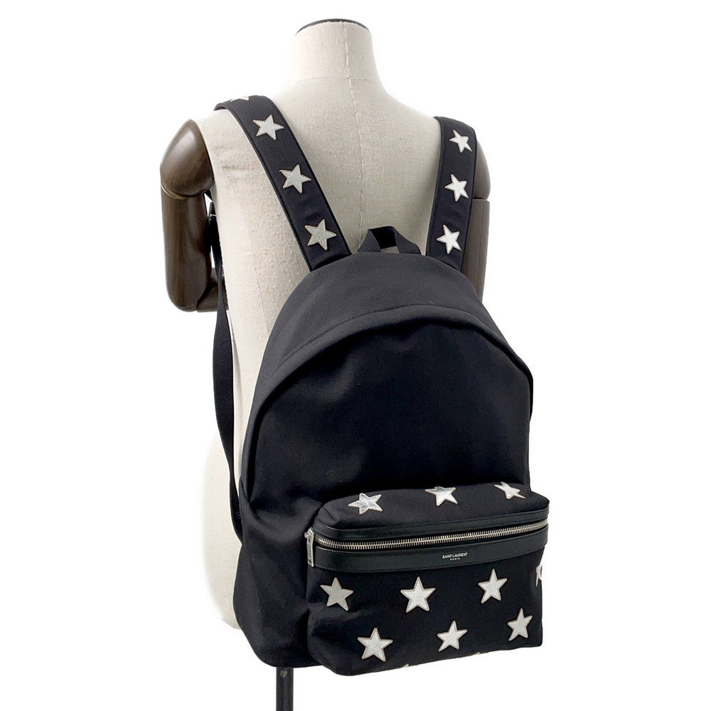 SAINT LAURENT PARIS Star Patch Backpack Black467985 Canvas Leather