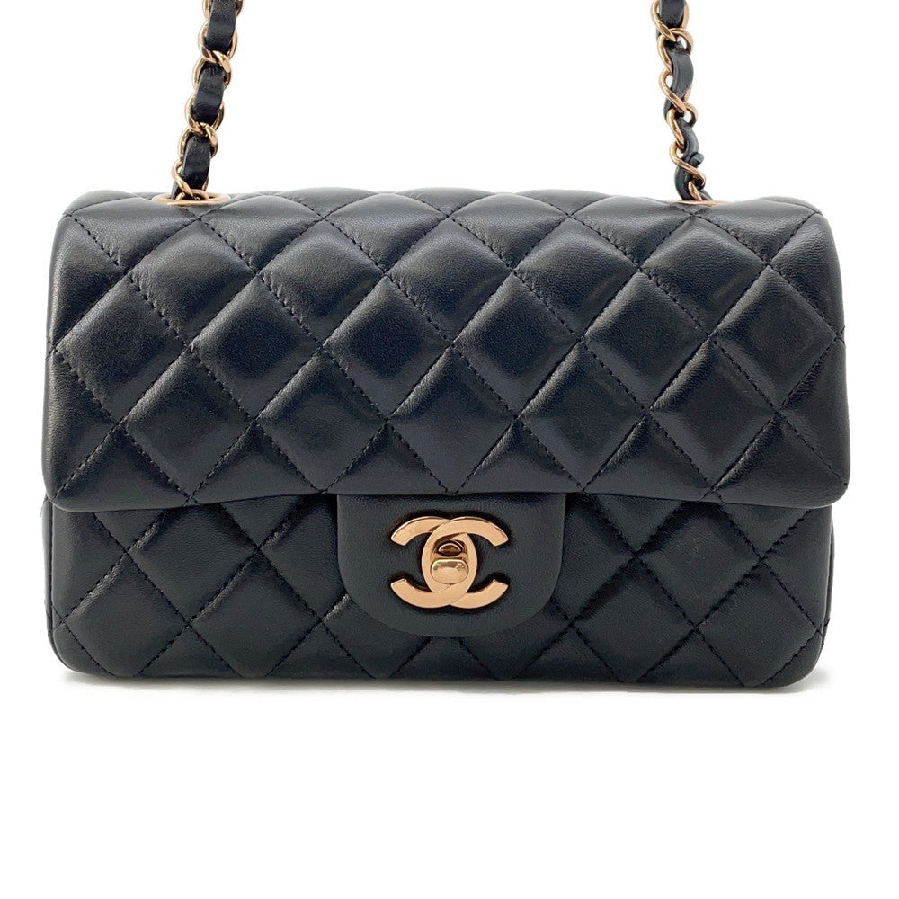 CHANEL Mini Matelasse ChainShoulder Bag BlackA69900 Lambskin Size 20
