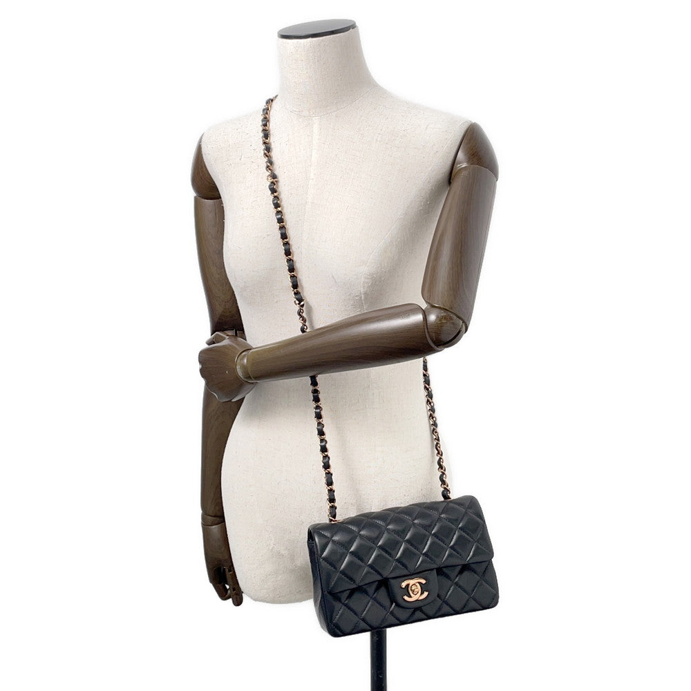 CHANEL Mini Matelasse ChainShoulder Bag BlackA69900 Lambskin Size 20