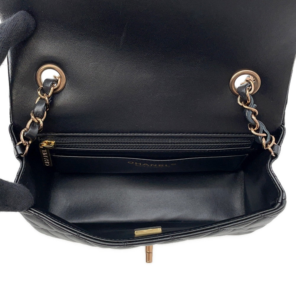 CHANEL Mini Matelasse ChainShoulder Bag BlackA69900 Lambskin Size 20