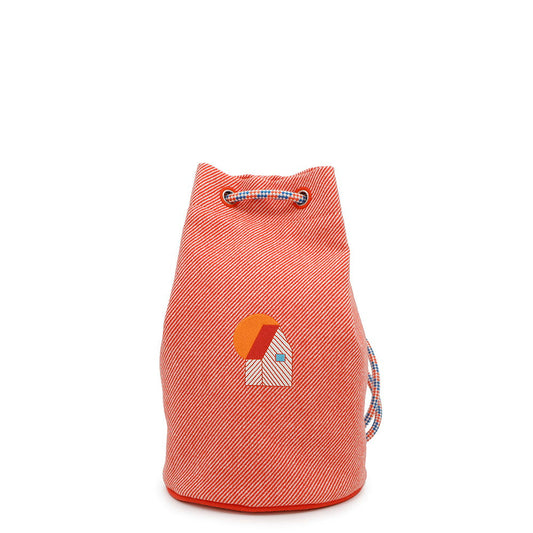 HERMES Epope Duffle Bag Drawstring BagBag Orange Wool