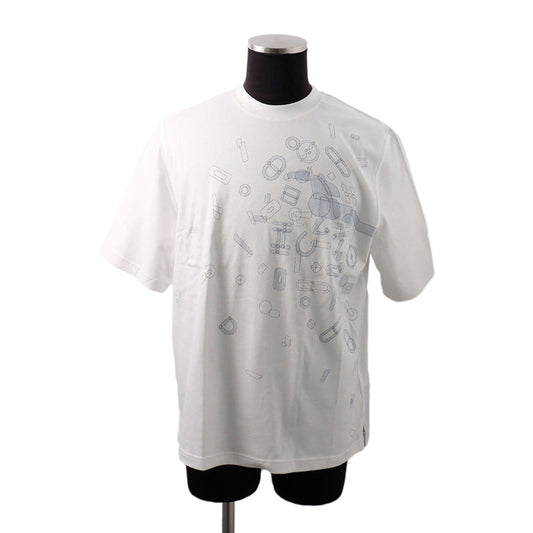 HERMES TShirt Fragments Equestres Size S White Cotton100%