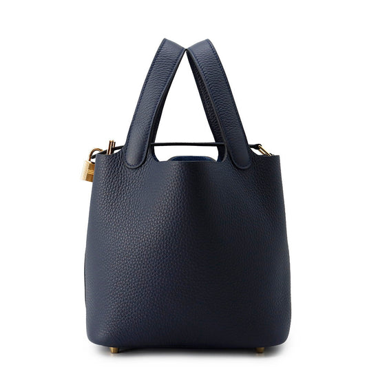 HERMES Picotin Lock Blue Nuit Taurillon Clemence Size PM