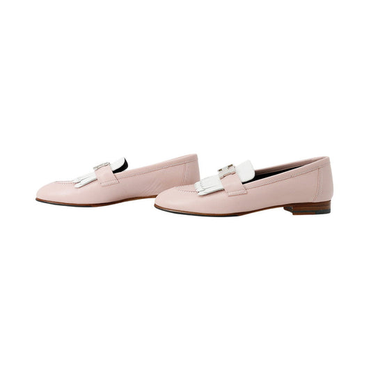 HERMES Mocassins Royale Rose・Porslaine/White Leather Size 37