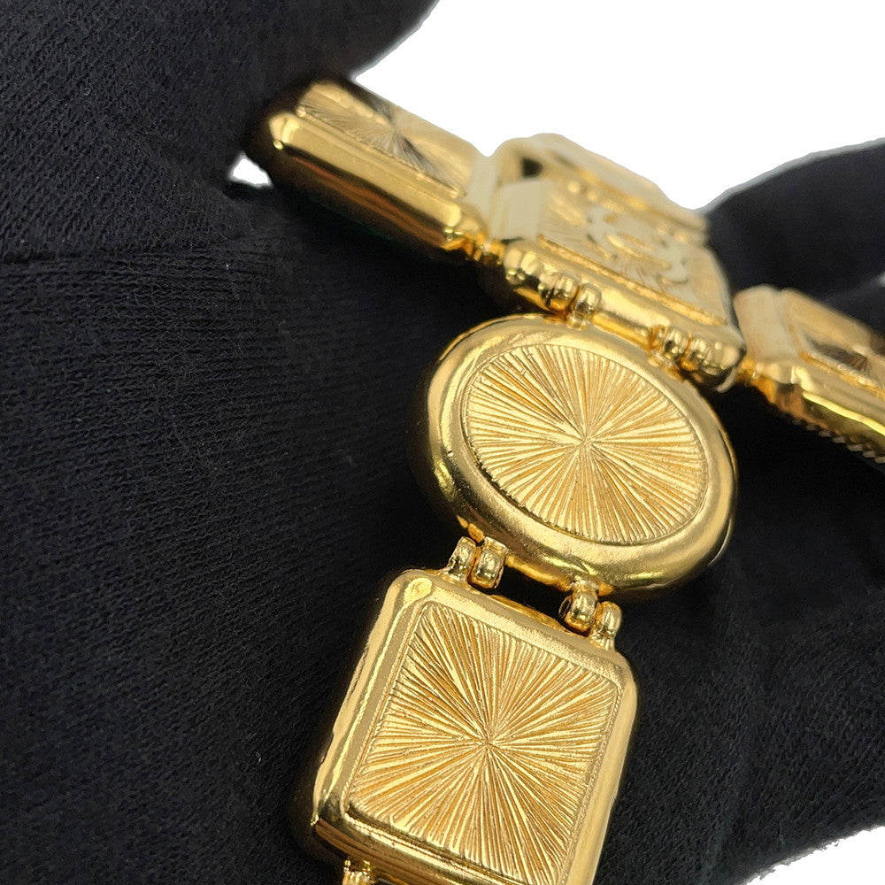 CHANEL CC Logo Gripore Bracelet Green/Burgundy/Pink Metal Resin