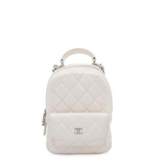 CHANEL Matelasse Backpack WhiteAP3753 Caviar Leather Size Mini