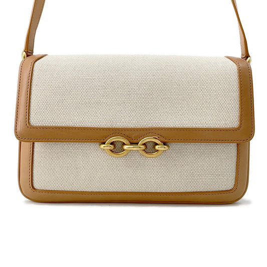 SAINT LAURENT PARIS Le Maillon Shoulder Bag Beige/Ivory729547 Leather Canvas