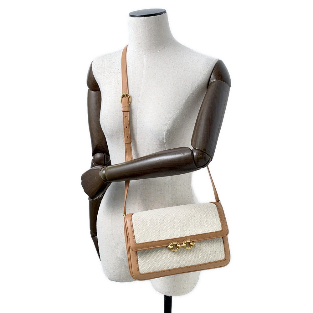 SAINT LAURENT PARIS Le Maillon Shoulder Bag Beige/Ivory729547 Leather Canvas