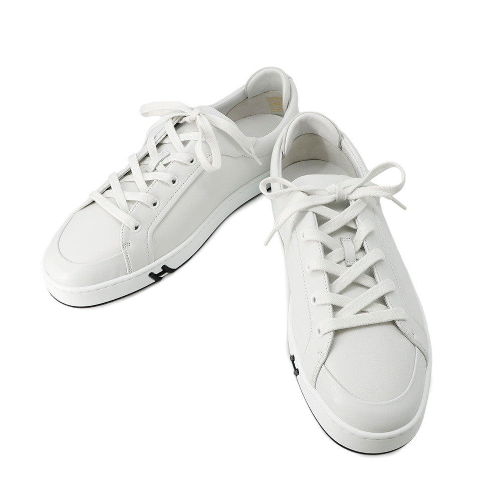 HERMES Sneakers 《Kid》 White Leather Velour Size 43.5