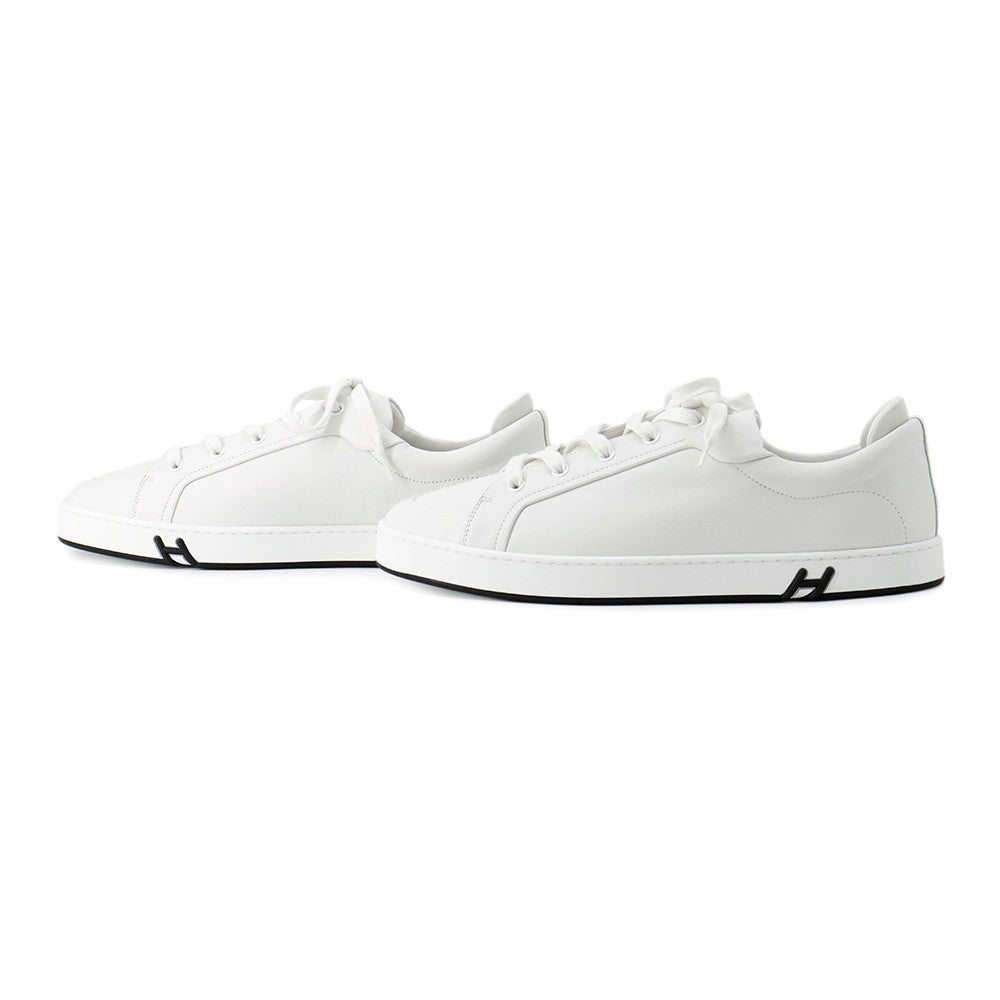 HERMES Sneakers 《Kid》 White Leather Velour Size 43.5