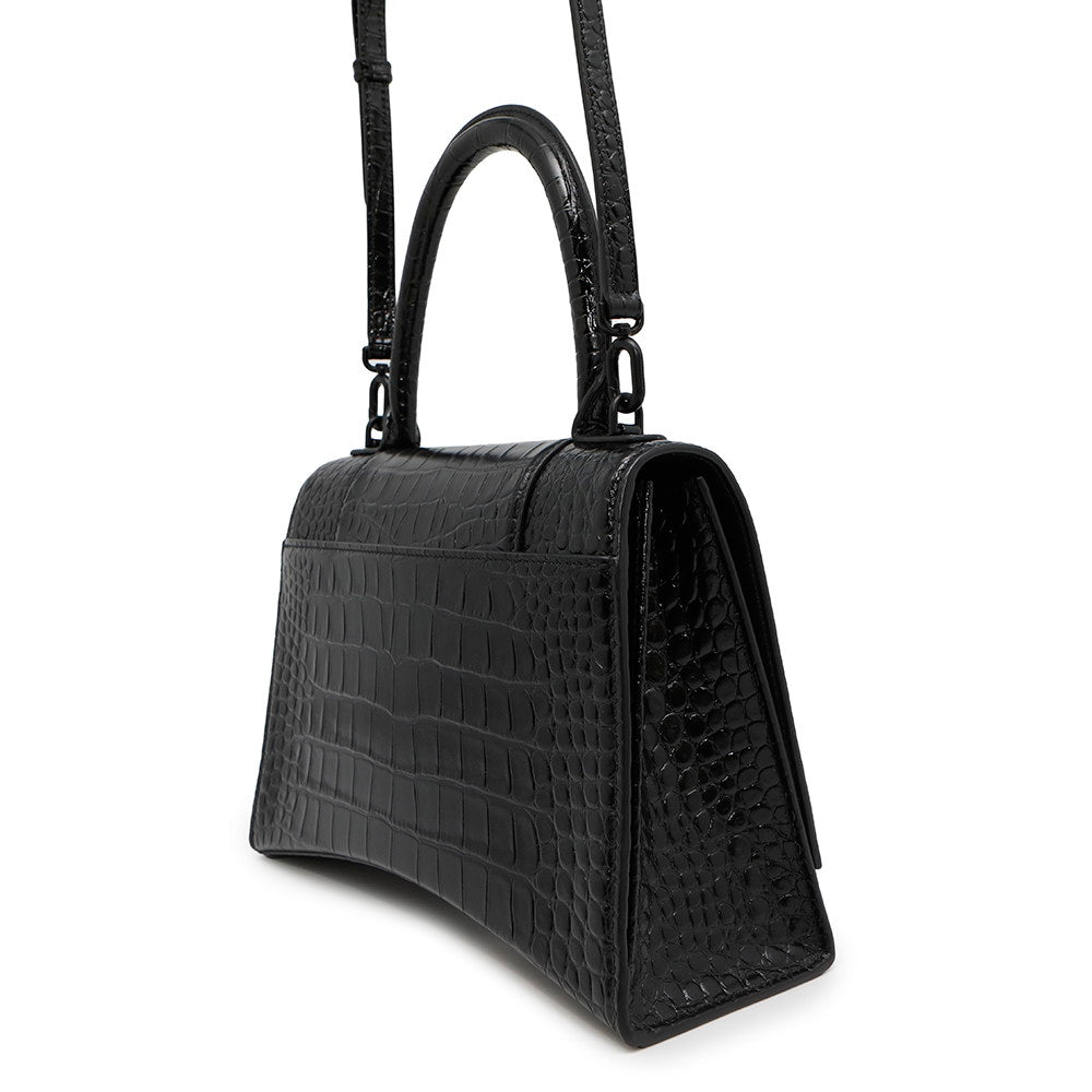 BALENCIAGA Hour glass Black619668 Embossed Leather Size Medium