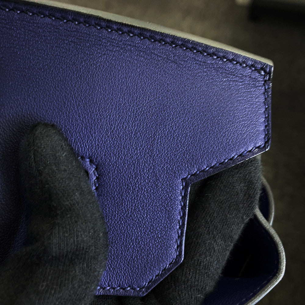 HERMES Birkin Trace Blue Encre/Bleu du Nord/Gold Swift Leather Epsom Size 30