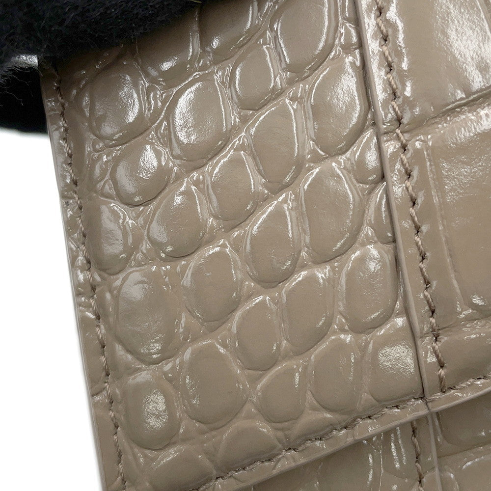 BALENCIAGA Hourglass 2WAY Bag Greige593546 Croco embossed leather Size Small