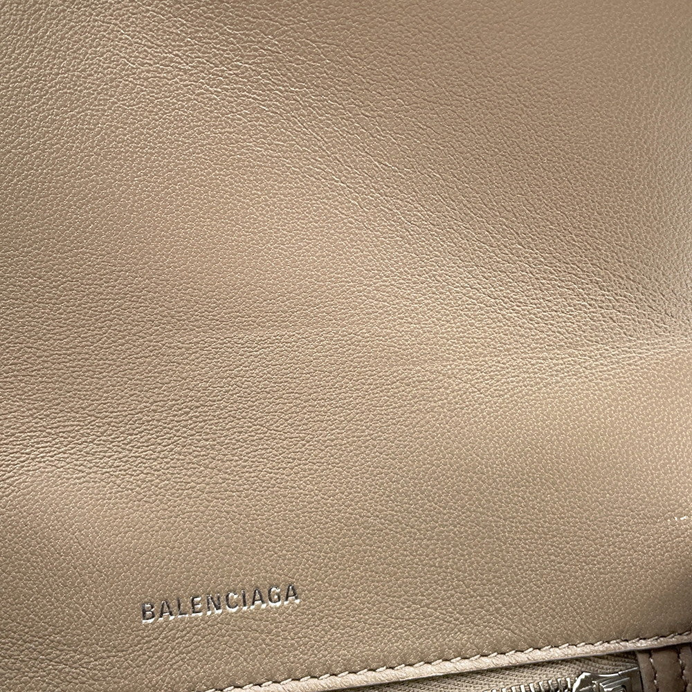 BALENCIAGA Hourglass 2WAY Bag Greige593546 Croco embossed leather Size Small