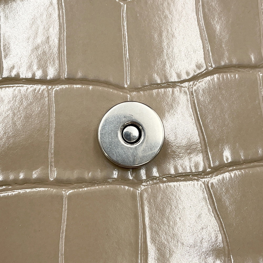 BALENCIAGA Hourglass 2WAY Bag Greige593546 Croco embossed leather Size Small