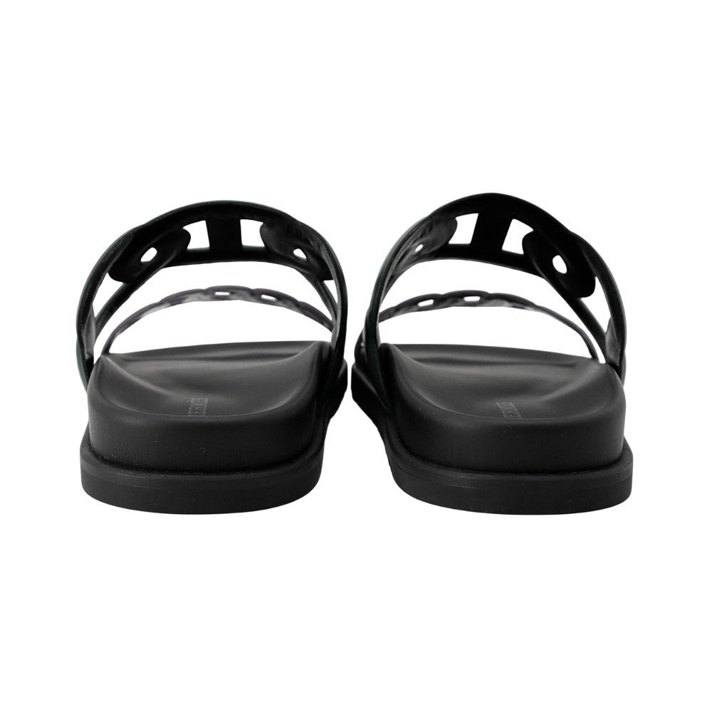 HERMES Sandals 《Extra》 Vert Electric/Violet/Black Leather Rubber Size 37.5