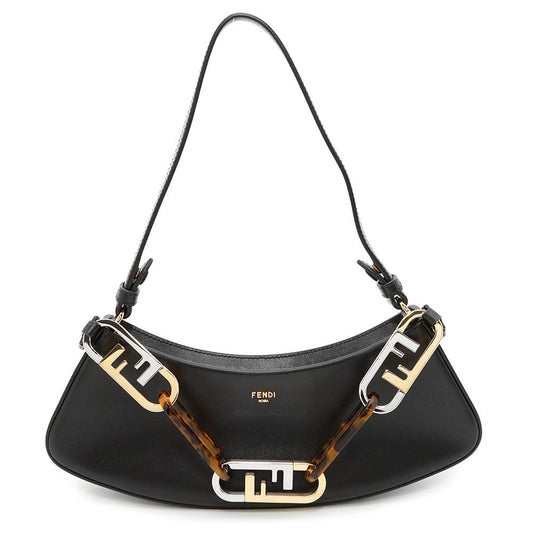 FENDI Orlock Swing Hobo One Shoulder Bag Black8BS068 Calf Leather