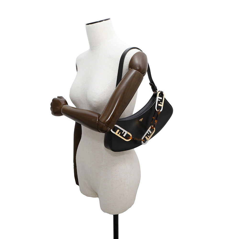 FENDI Orlock Swing Hobo One Shoulder Bag Black8BS068 Calf Leather