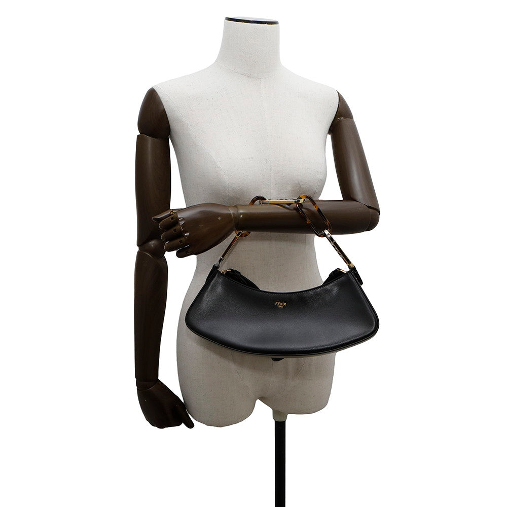 FENDI Orlock Swing Hobo One Shoulder Bag Black8BS068 Calf Leather