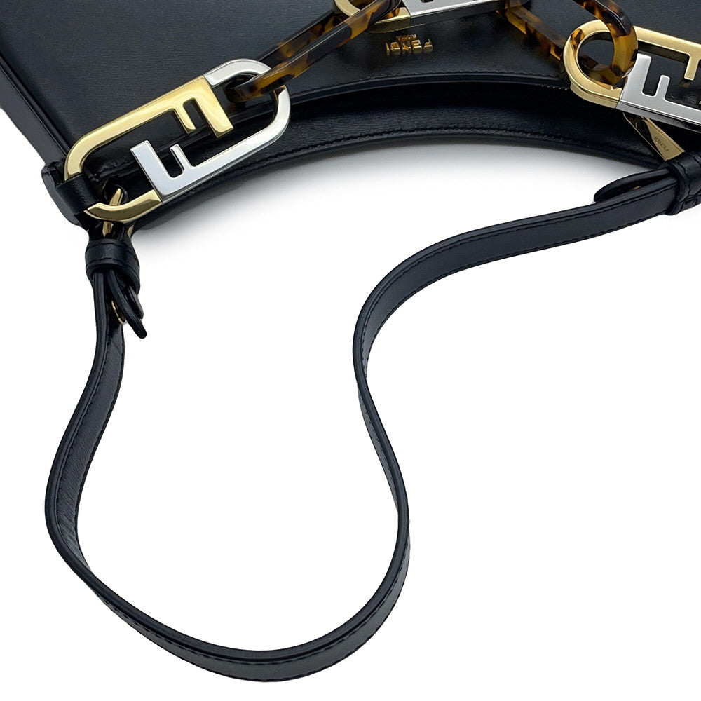 FENDI Orlock Swing Hobo One Shoulder Bag Black8BS068 Calf Leather