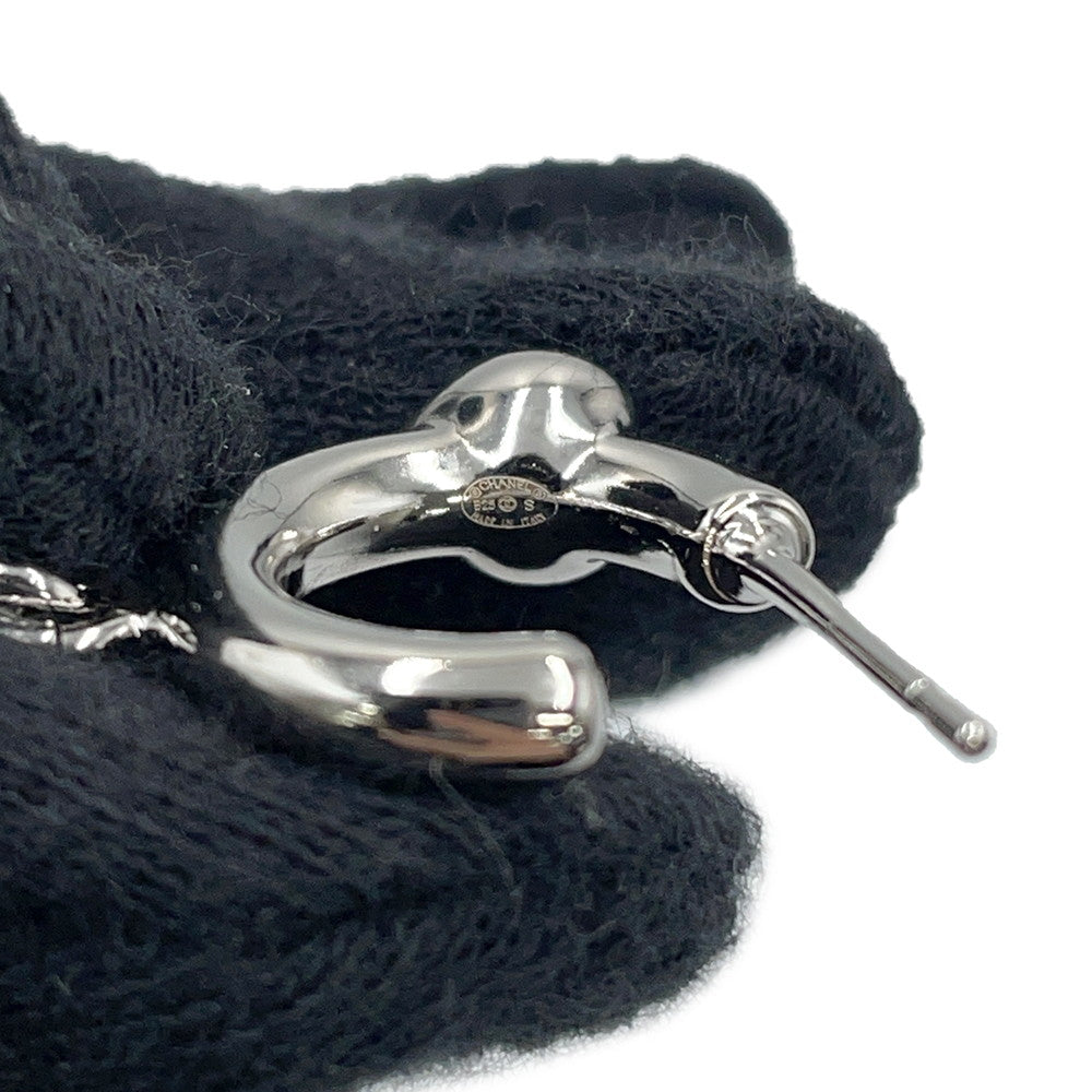 CHANEL CC Logo Heart Earrings SilverA778 Metal Rhinestone
