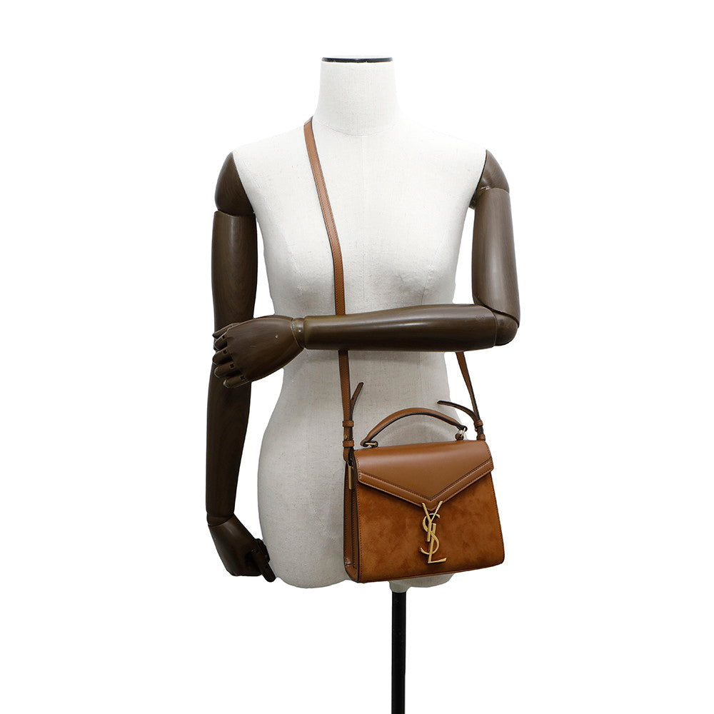 SAINT LAURENT PARIS Cassandra top handle Brown623930 Leather suede