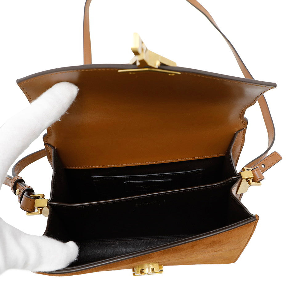 SAINT LAURENT PARIS Cassandra top handle Brown623930 Leather suede