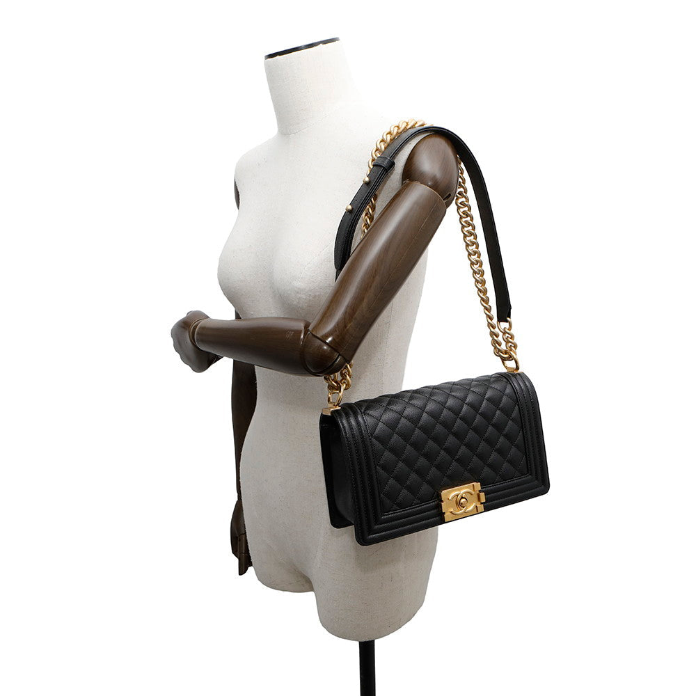 CHANEL Boy Chanel BlackA67086 Caviar Leather Size 25