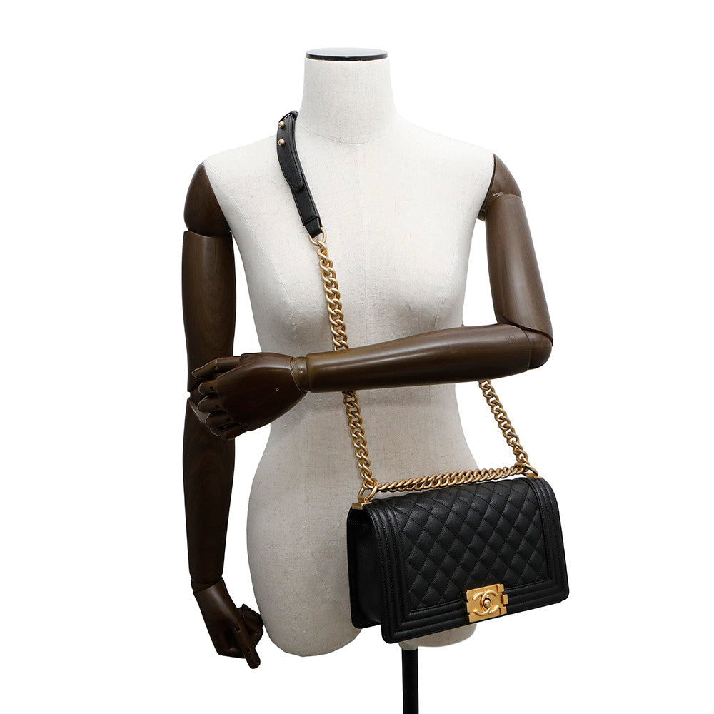 CHANEL Boy Chanel BlackA67086 Caviar Leather Size 25