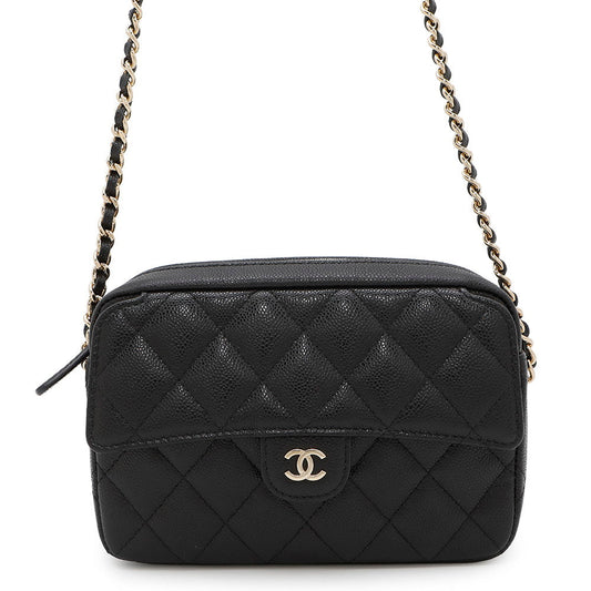 CHANEL Matelasse Classic ChainClutch BlackAP4425 Caviar Leather