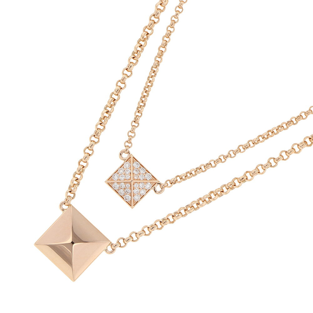 HERMES HERMES Crew de H 2 Chain Diamond Necklace Size 40 18KPG