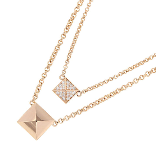 HERMES HERMES Crew de H 2 Chain Diamond Necklace Size 40 18KPG