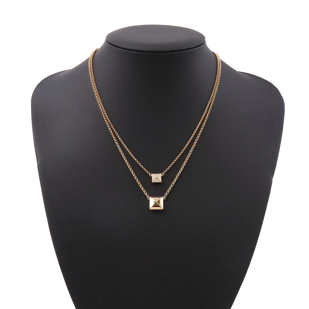 HERMES HERMES Crew de H 2 Chain Diamond Necklace Size 40 18KPG