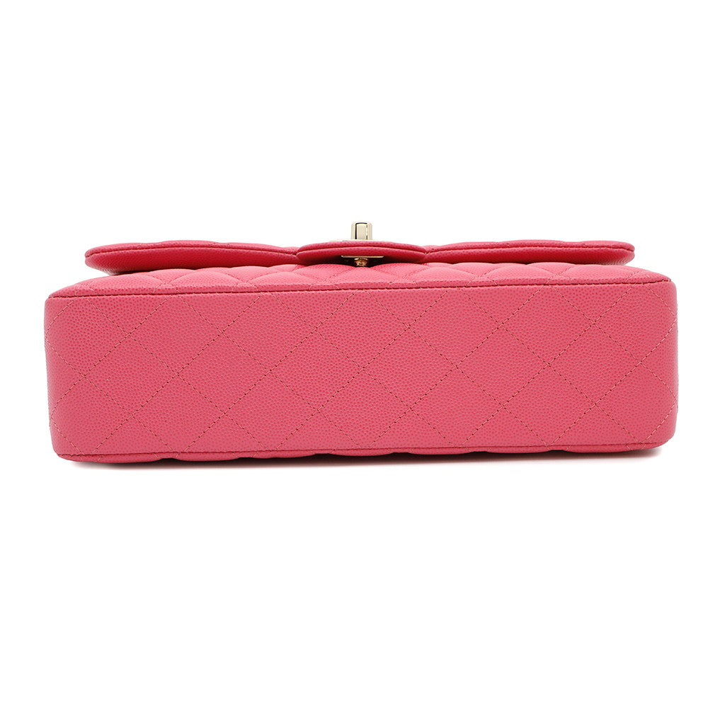 CHANEL Matelasse W flap WChainShoulder Bag PinkA01112 Caviar Leather Size 25