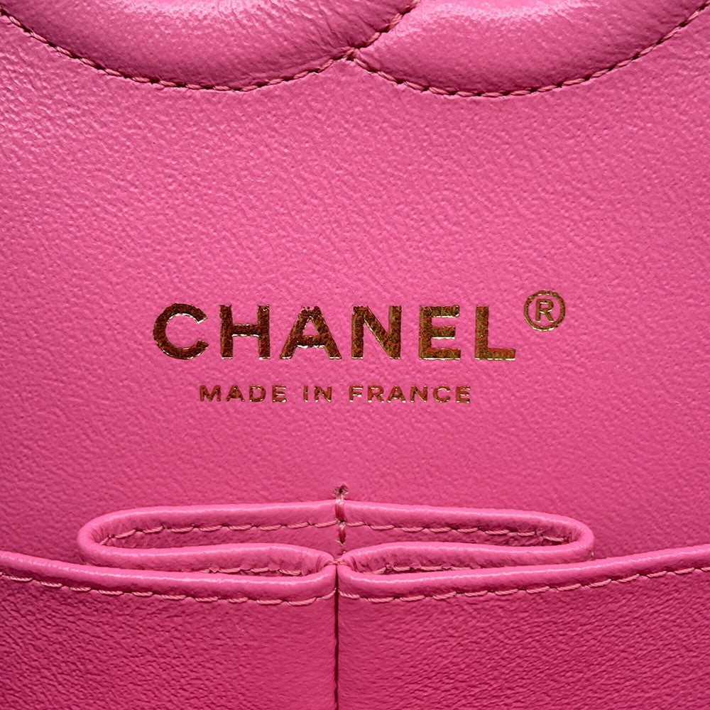 CHANEL Matelasse W flap WChainShoulder Bag PinkA01112 Caviar Leather Size 25