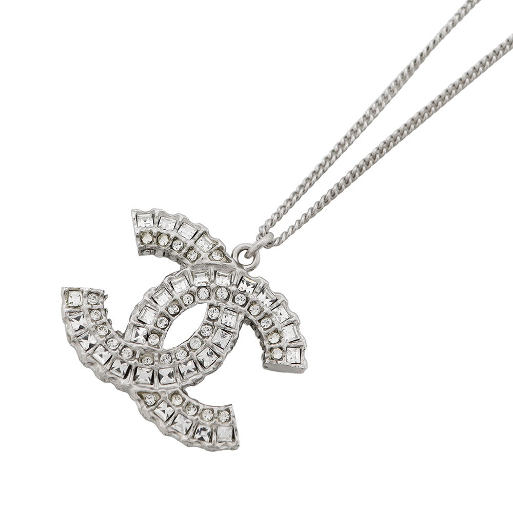 CHANEL CC Logo Necklace Metal Rhinestone