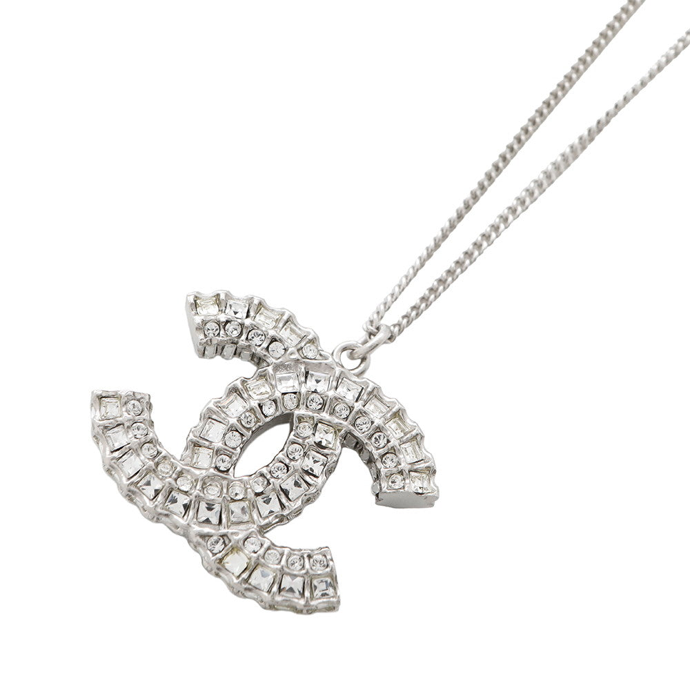 CHANEL CC Logo Necklace Metal Rhinestone