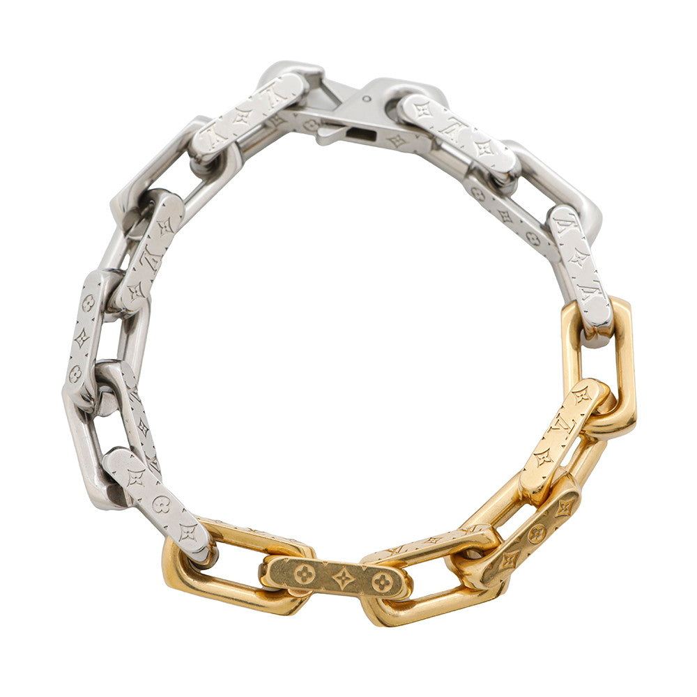 LOUIS VUITTON Bracelet Chain Monogram Size L Gold/SilverM1555L Metal