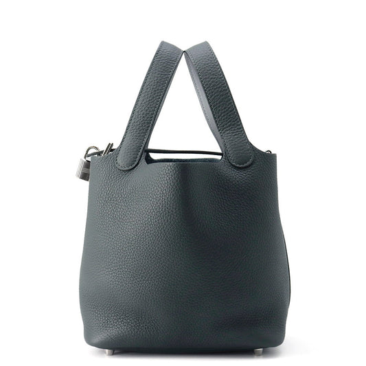 HERMES Picotin Lock Eclat Vert Mangrove/Guripantan Taurillon Clemence Swift Leather Size PM