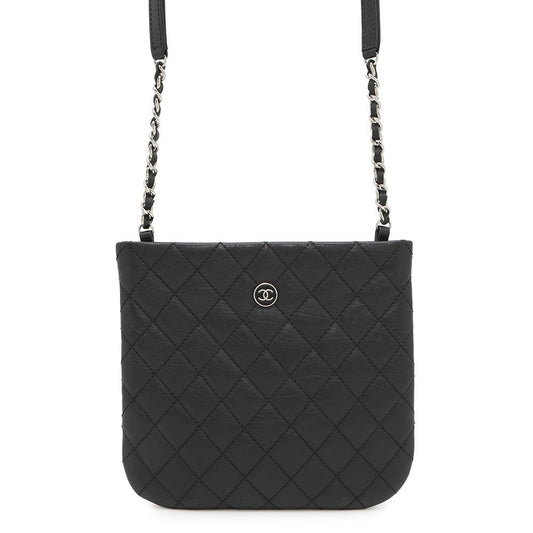 CHANEL Matelasse Uniform COCO Button Mini Pochette ChainShoulder Bag Black Leather