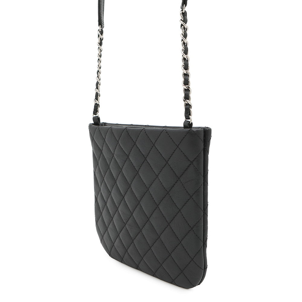 CHANEL Matelasse Uniform COCO Button Mini Pochette ChainShoulder Bag Black Leather