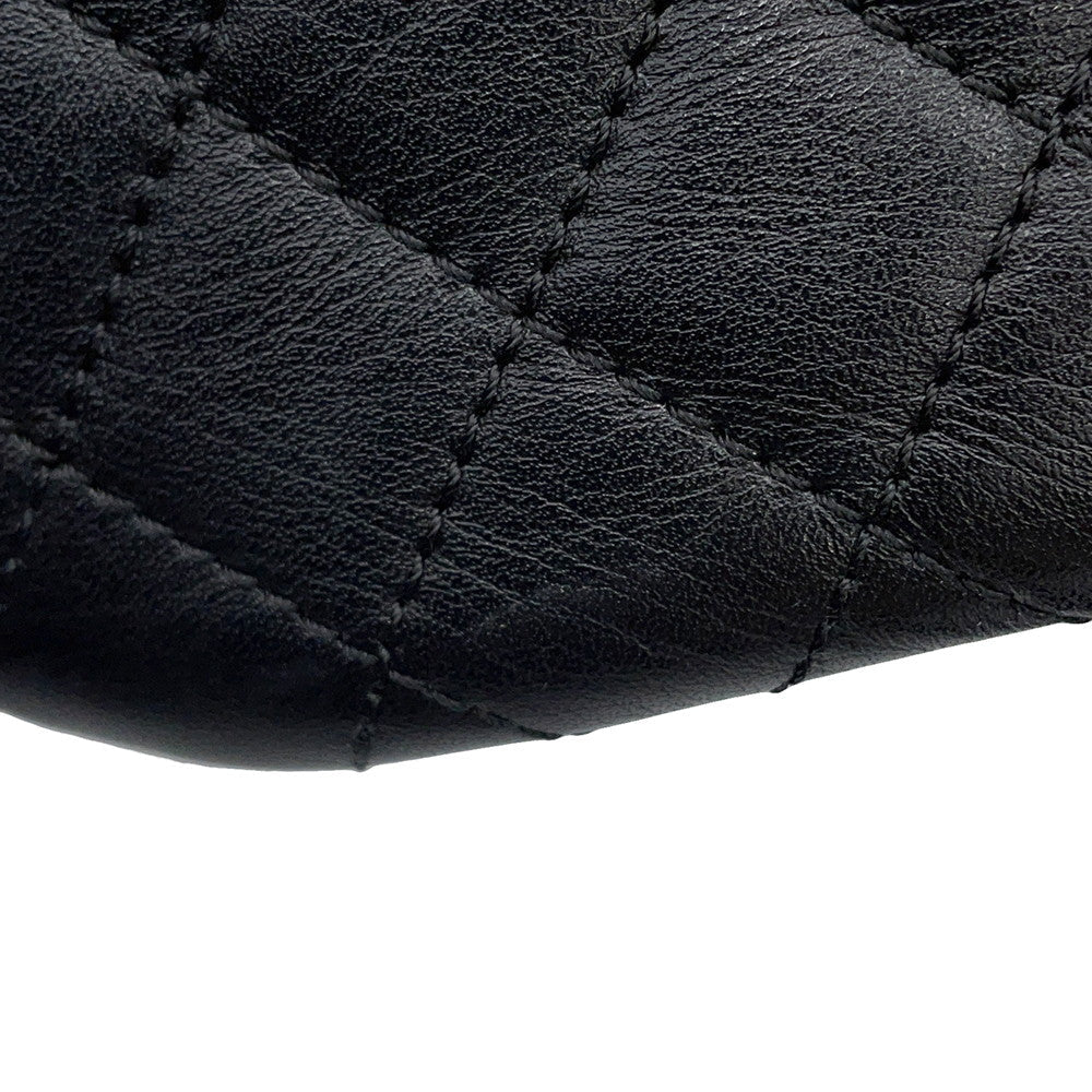 CHANEL Matelasse Uniform COCO Button Mini Pochette ChainShoulder Bag Black Leather