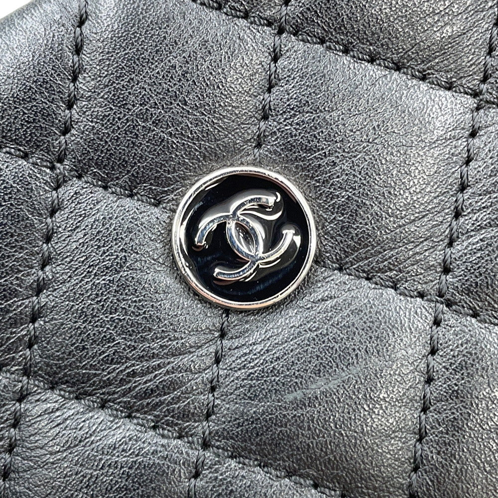 CHANEL Matelasse Uniform COCO Button Mini Pochette ChainShoulder Bag Black Leather